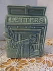 Vintage McCoy Mailbox Letter Box Vase / Wall Pocket Green Glossy Planter
