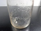 VTG. MAPLE GROVE DAIRY SUGAR CREEK, OHIO. ONE 1 QUART EMBOSSED GLASS MILK BOTTLE