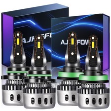 For Peterbilt 579 389 4x White 9005 H11 Led Combo Bulbs Headlight High Low Beam
