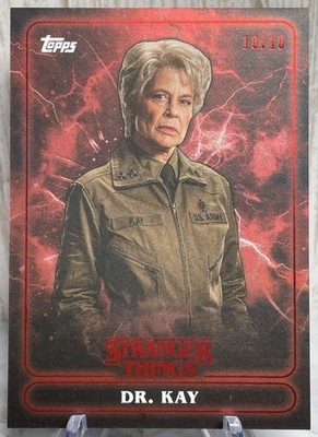 2025 Topps Stranger Things Linda Hamilton #21 as Dr. Kay Red SSP 10/10 BOOKEND