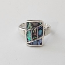 Sterling Silver Abalone Inlay Ring Size 6.5