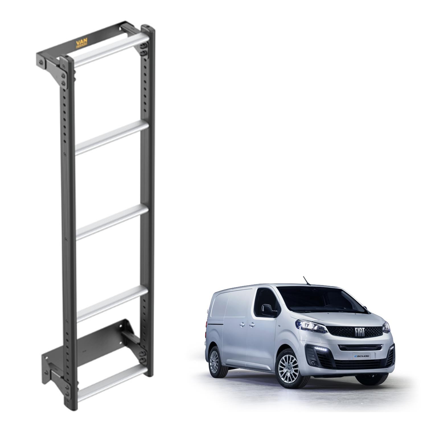 Fiat Scudo Rear Door Ladder for 2022+ Access for Roof Rack 5 Step Bars Van Guard