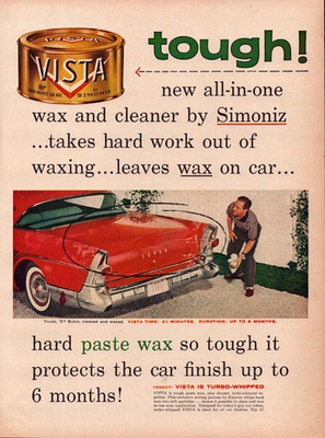 #ad #ad Simoniz Vista Car Wax 1957 Life Magazine Print Ad Buick Tailfins Wax Cleaner $12.95