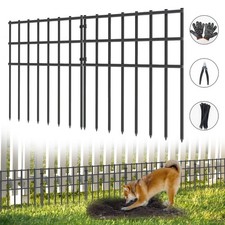 10 Pack Garden Animal Barrier Fence, 17in H x 10.8ft L, Black Modern Steel Ga...