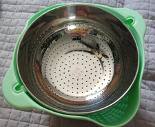 Steel Colander with Plastic Mixing Bowl - 4-1 Food Strainers
