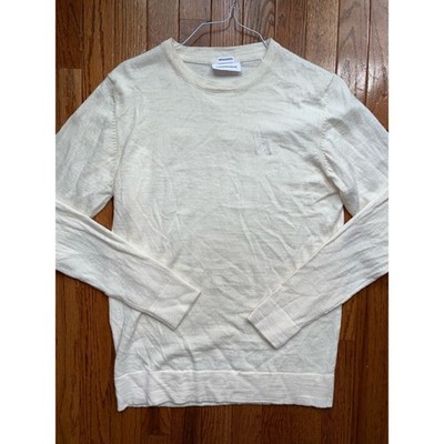 Lindbergh White $150 Mens Ivory Merino Comforter Fit Crewneck Sweater MEDIUM EUC