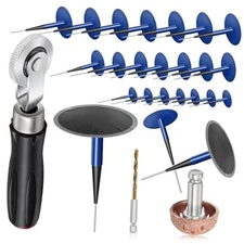 24+3PCS Tire Patch Kit, 24PCS Tire Repair Patch Plug Tool (36/46 / 60 mm)/ 