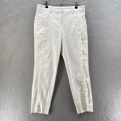 Drew Clothing Pants Women 10 White Ruffle Stretch Denim Comfy Edgy Chic USA Made
