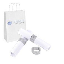 100 Rhinestone Napkin Rings 6 Row - silver diamond wedding party sash holder