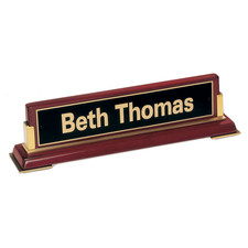 Rosewood Piano Finished Nameplate With Gold Metal Accents 10.5"