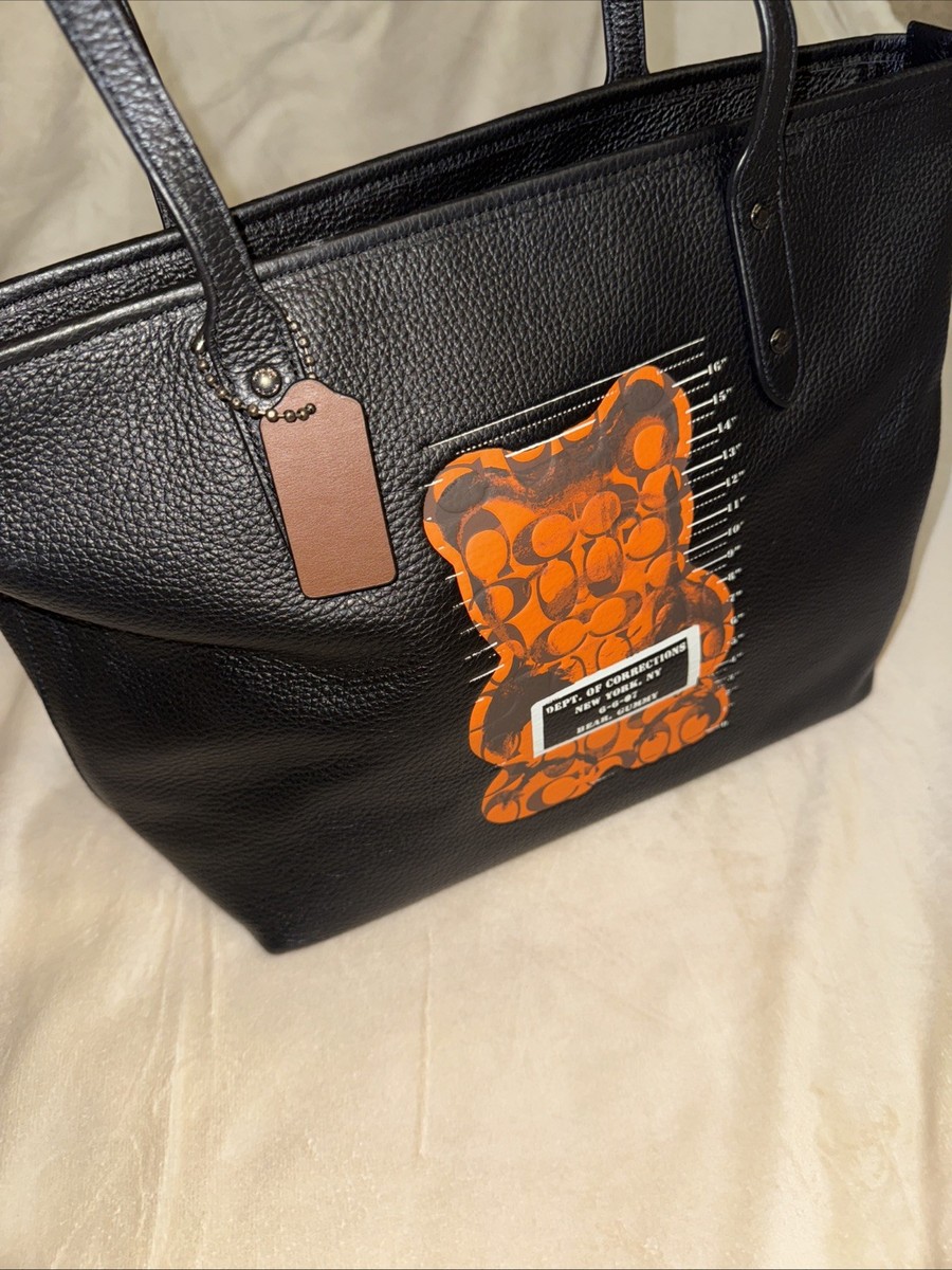 Coach City Zip Tote With Vandal Gummy Black Leather F78203 for