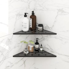 2-Pack 10" Matte Black Recessed Corner Shower Shelf, for Tiled Bathroom Walls...