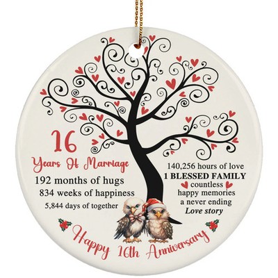 16 Years Love Ornament Happy 16th Anniversary Cute Eagle Couple Christmas Gift