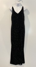 Scala Womens Hand Beaded Sequin Silk Evening Gown Dress Size 8/10 K