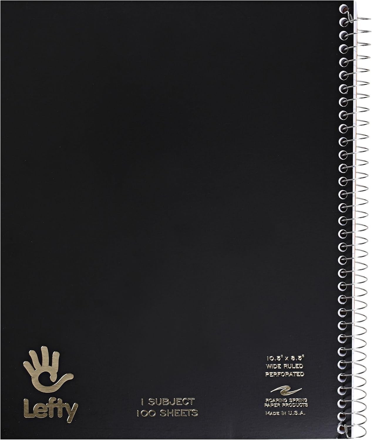 Left Handed Spiral Notebook, Wide Rule, 100 Sheets