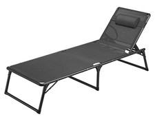 Livarno Home Dreibeinliege Gartenliege mit Kopfpolster Atlanta Stahl/Textil grau