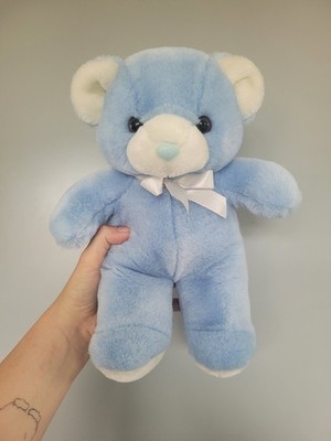 Vintage Geburtstagskartenladen blau Baby Junge Teddybär Stofftier Its A Tröster