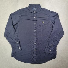 Polo Ralph Lauren Shirt Mens XL Navy Solid Button Up Casual Classic Pony