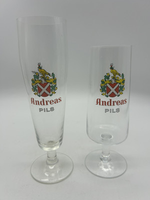 Pair of Andreas Pils Beer Glasses - .2L 7.75  Pilsner & 6.75  Stem Glasses