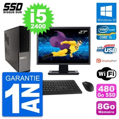 PC Dell OptiPlex 990 DT Bildschirm 27'' i5-2400 RAM 8GB SSD 480GB Windows 10 Wifi
