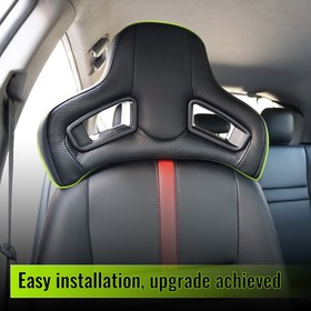 Pair Seat Headrest Neck Cushion BK CFL Rod Dia 10mm Space 150mm For Mazda 3/6 PU