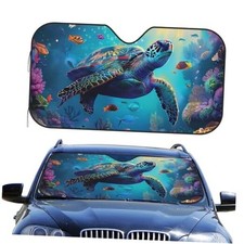 Car Front Window Sunshade, Colorful Small 51 x 27.5 in colorful sea turtle