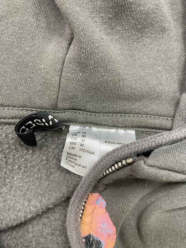 Sudadera con Capucha H&M Nirvana In Utero Gráfico Cremallera Completa Mujer Gris Medio Música Mercancía Retro Foto 4 de 4