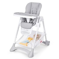 Folding Baby High Chair Convertible Dining Chair Portable Highchair-Grey