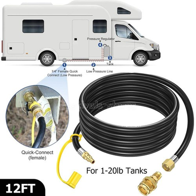 #ad 12 FT Propane Quick Connect Hose for RV to Gas Grill Converter Replacement 1 LB $18.89