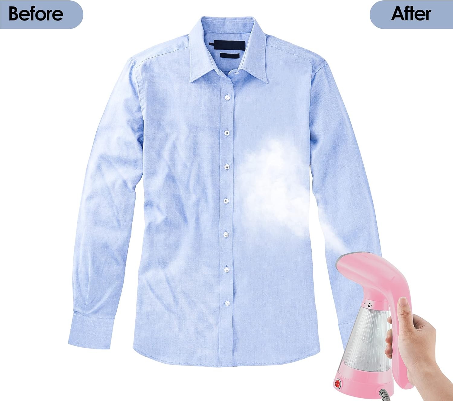 True & Tidy Hand Held Steamer with Stainless Steel Nozzle, Pink