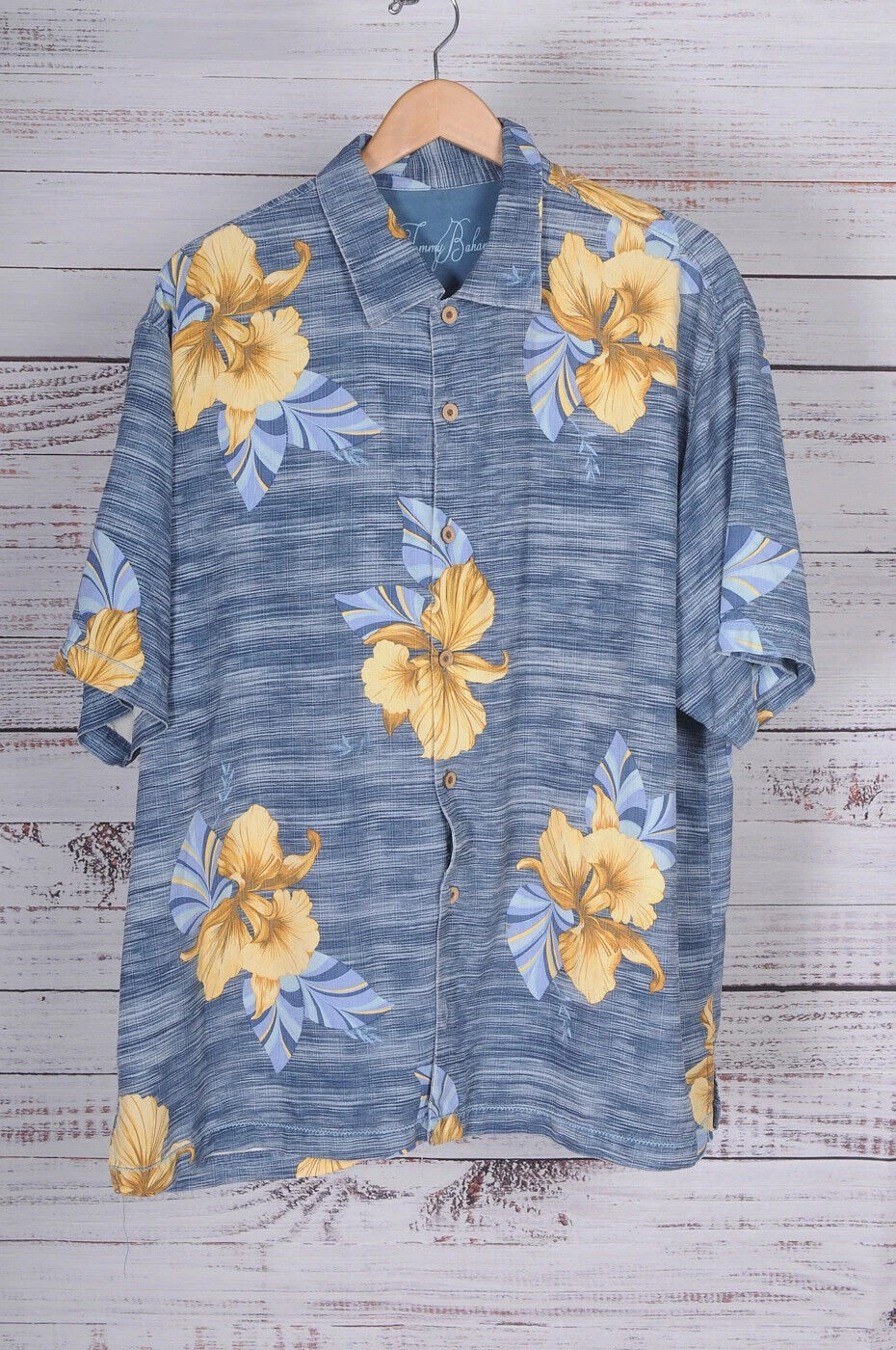 Tommy Bahamas Resortwear Hawaiian Print Natural Fiber Silk Camp Shirt Size XL