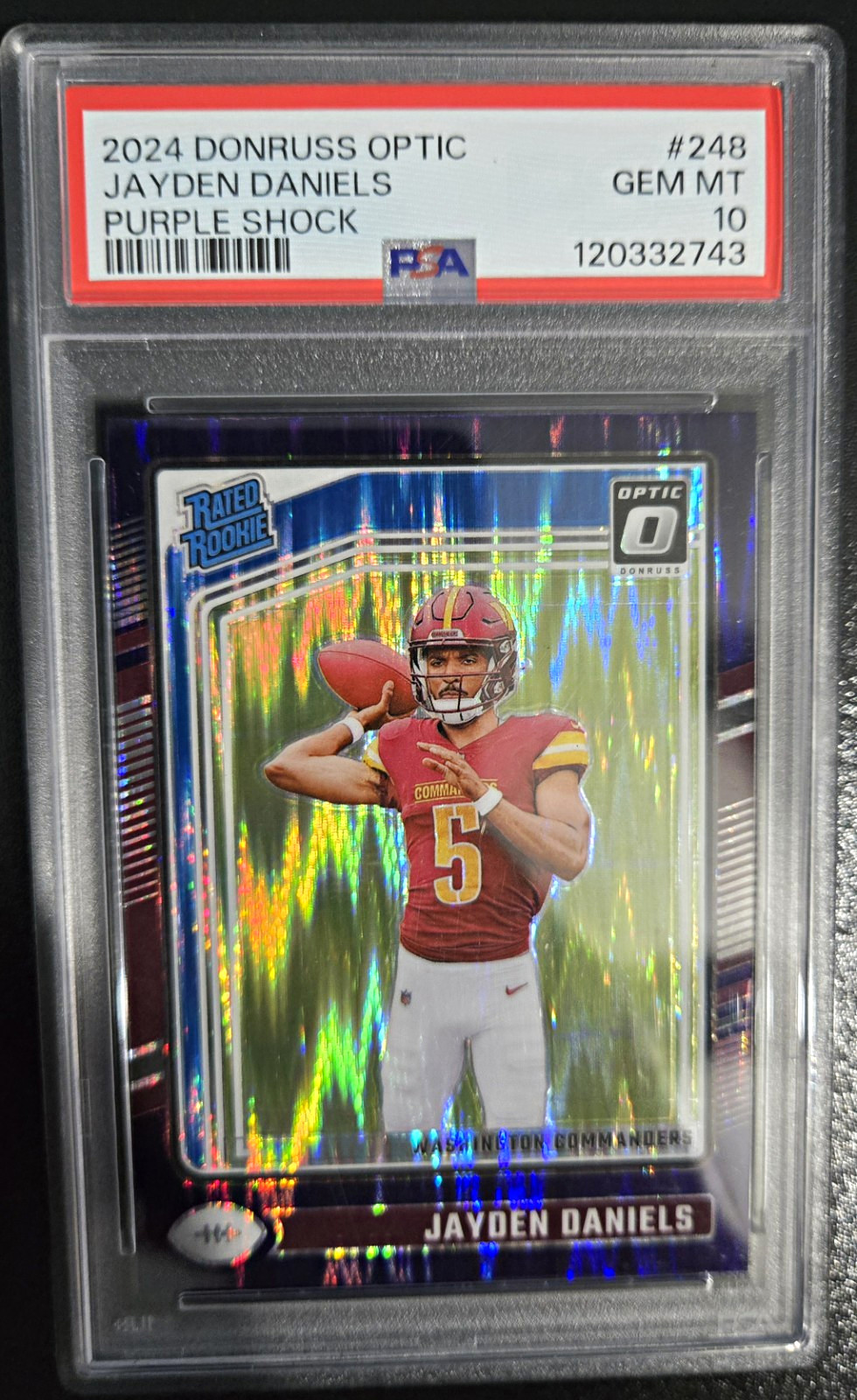 Jayden Daniels Panini Donruss Optic #248 Purple Shock