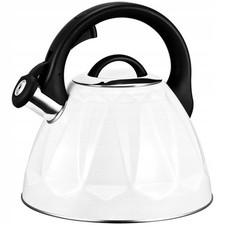 Bollitore Fischietto 3L Acciaio Bianco, Compatibile Induzione, Acciaio Inox