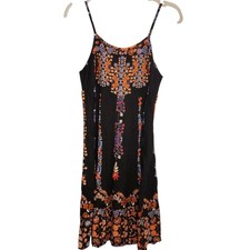 NWT Raga Black Sleeveless Floral Boho Pleated Midi Dress SZ S