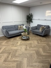 Grey DFS Zinc French Connection 4 Seater Sofa & Cuddle Sofa - Delivery Available