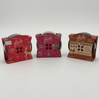 Glade Scented Oil Refillable Candles Lot of 3: Maple Pumpkin  Apple Cinnamon Che