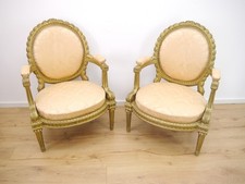 Louis Seize Sessel Paar  Frankreich um 1870 vergoldet 2 Stück zusammen