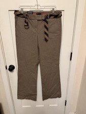 Tommy Hilfiger Pants 10 Brown Blue Check Belted Preppy Trousers Academia NWT