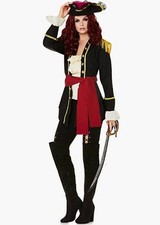 Bonny Pirate Captain Queen - Red/Black - Costume - Women - 4 Sizes