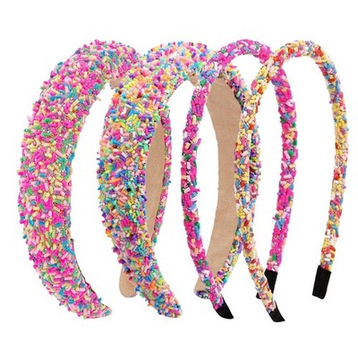 4 PCS Sprinkle Headband Pink Fashion Candy Wide Padded Headband for Women