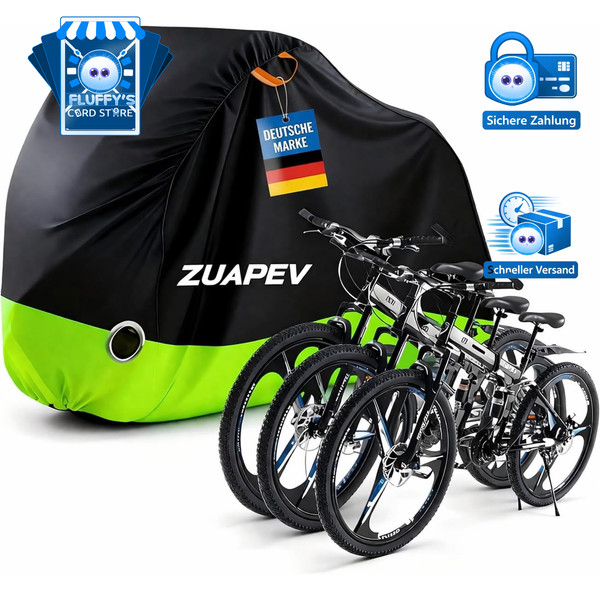 Fahrradabdeckung Wasserdicht Wetterfest FüR 2-3 FahrräDer 210D Schutz-image