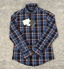 New 148 Mizzen  Main Shirt Mens S Trim Fit City Flannel Blue Plaid NWT