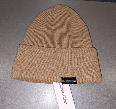 Calvin Klein Leather Patch Dock Beanie Wollmütze Onesize Unisex -NEW-