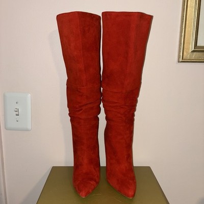 Steve Madden Slammin/Slamo Thigh High Pointed Toe Sock Boot Bright Red 8M