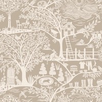 Belgravia 782 Beige Landhaus Tapete Holzblock Pflanzen Tiere Botanisch, Waschbar