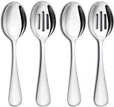 4-Piece Stainless Steel Buffet Serving Spoons Set, Include 2 Serving Spoons and