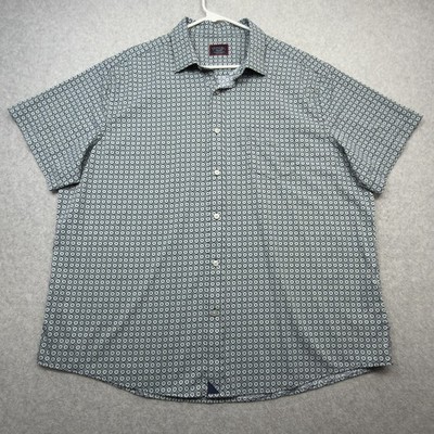 UNTUCKit Shirt Mens XXL Blue Geometric Short Sleeve Performance Keller Relaxed