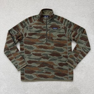 Patagonia Better Sweater Fleece Jacket Men Medium Camo Green 1/4 Zip Outdoor