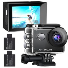 Action Camera 1080P 30fps Sports 40m/131ft Underwater Waterproof 2 Battery