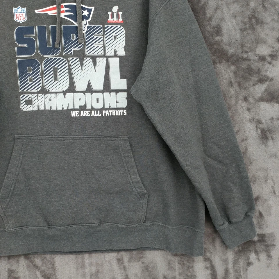 Sudadera con capucha NFL Patriots Superbowl 2017 Champs Gray Fanatics XL mezcla de algodón Foto 3 de 4